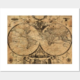 world map vintage Posters and Art